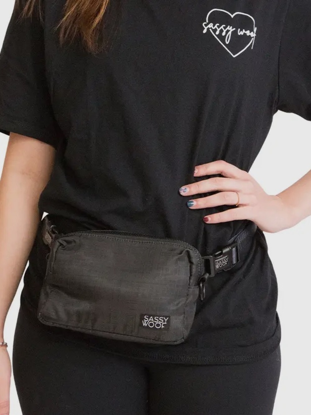 Sassy Woof Black Dog Treat Pouch Waist Bag
